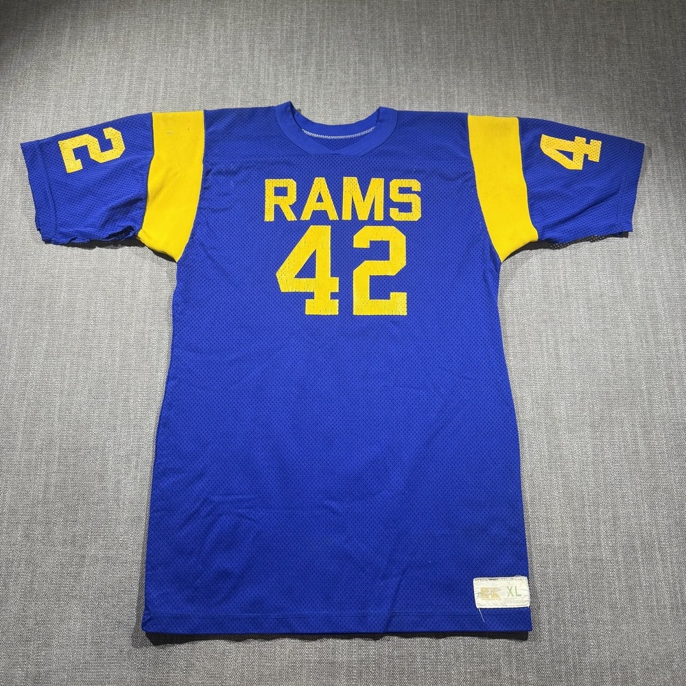 Vintage Rams Jersey Mens XL Blue Football 42 Russell Athletic